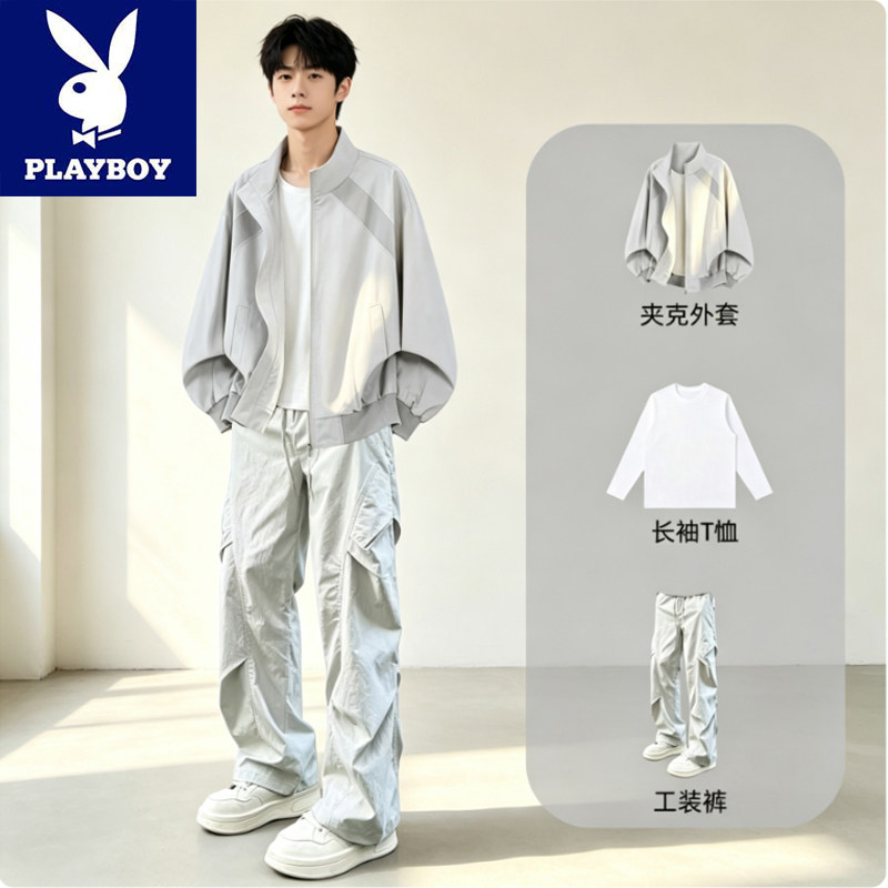 花花公子正品短款棒球服外套潮牌