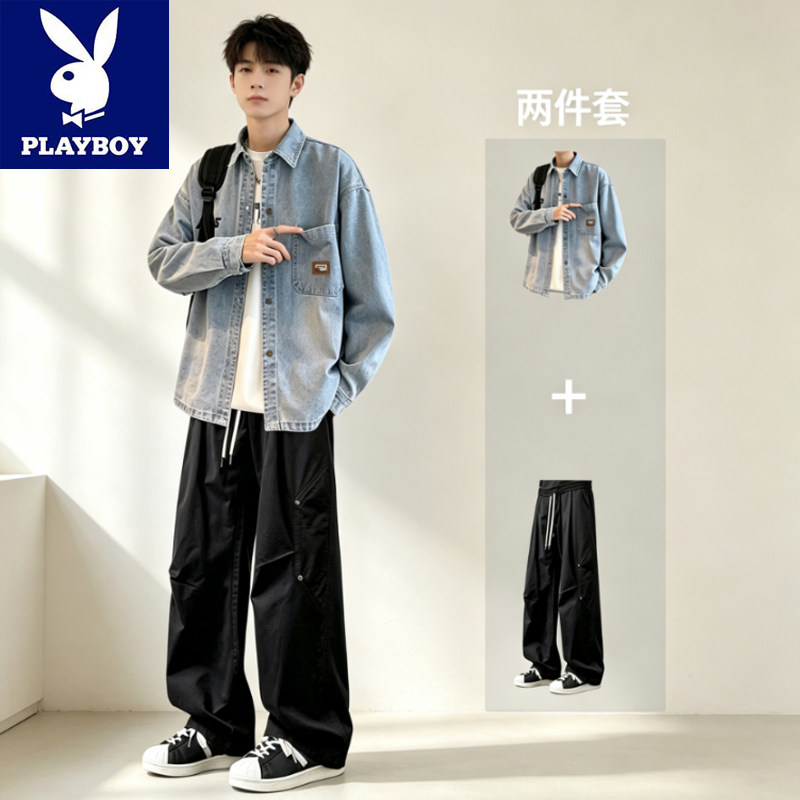 花花公子正品春季牛仔衬衫外套