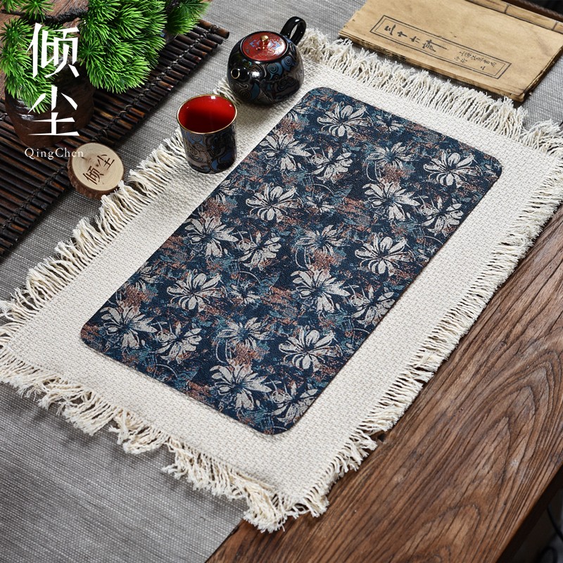 小清新茶垫套装棉麻流苏茶席