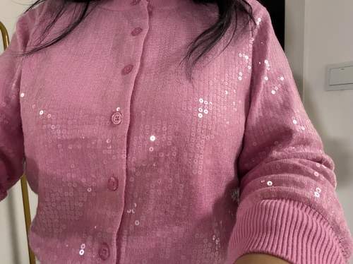 Baumundp 丹麦少女 bp珠片 粉色 白色 开衫