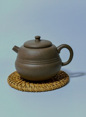 宜兴紫砂壶募古款小品原矿老料青段135cc腰线葫芦壶独孔出水流畅