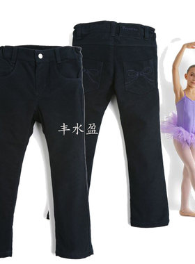 出口藏蓝色裤子秋款法单加厚女童窄牛仔裤修身裤铅笔裤59元