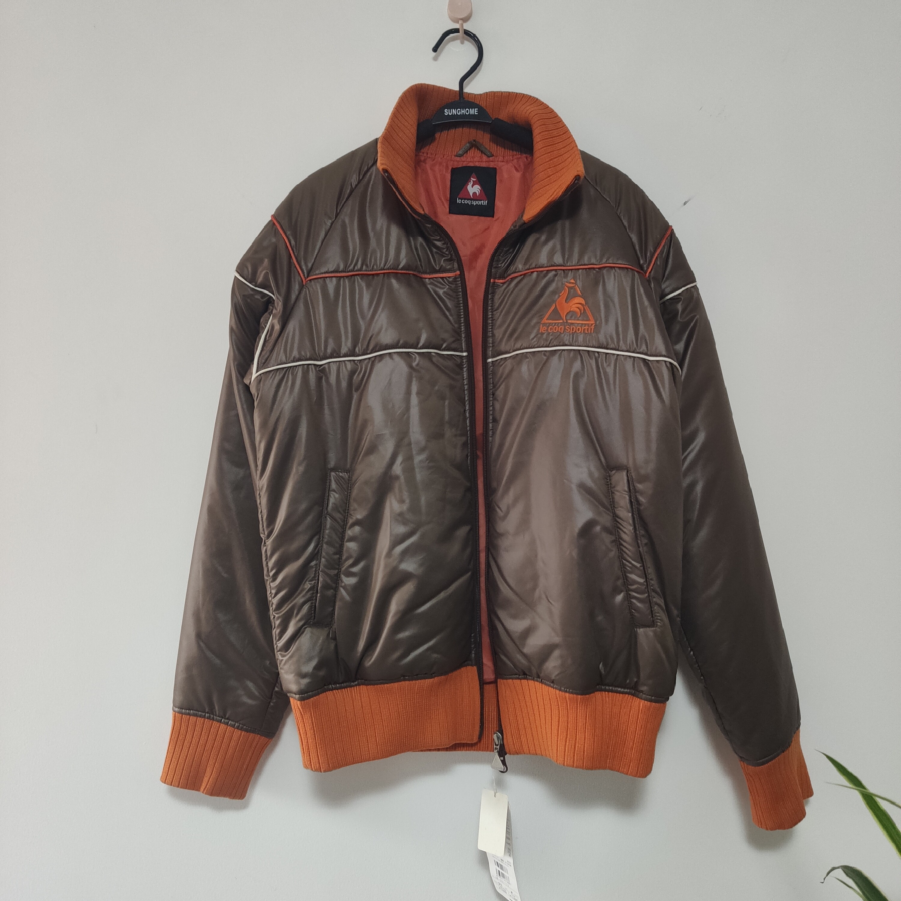 秋冬可翻立领斜插袋拼色棉服
