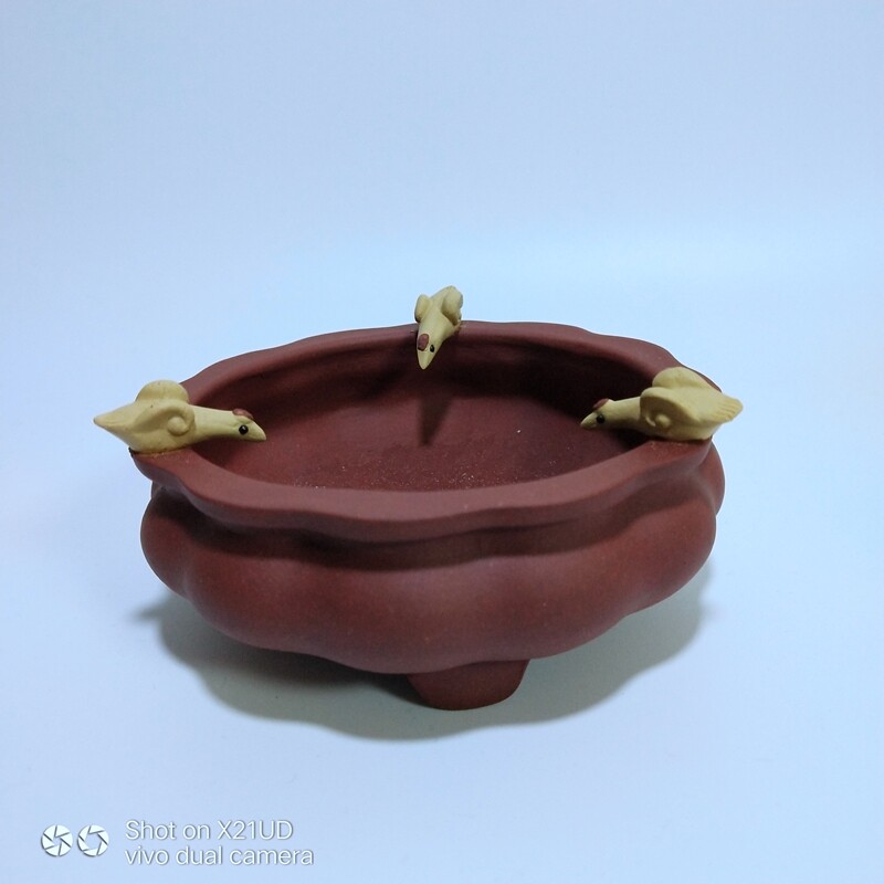 宜兴紫砂老茶玩笔洗烟灰缸创意特色可做花盆小水洗摆件鸭子