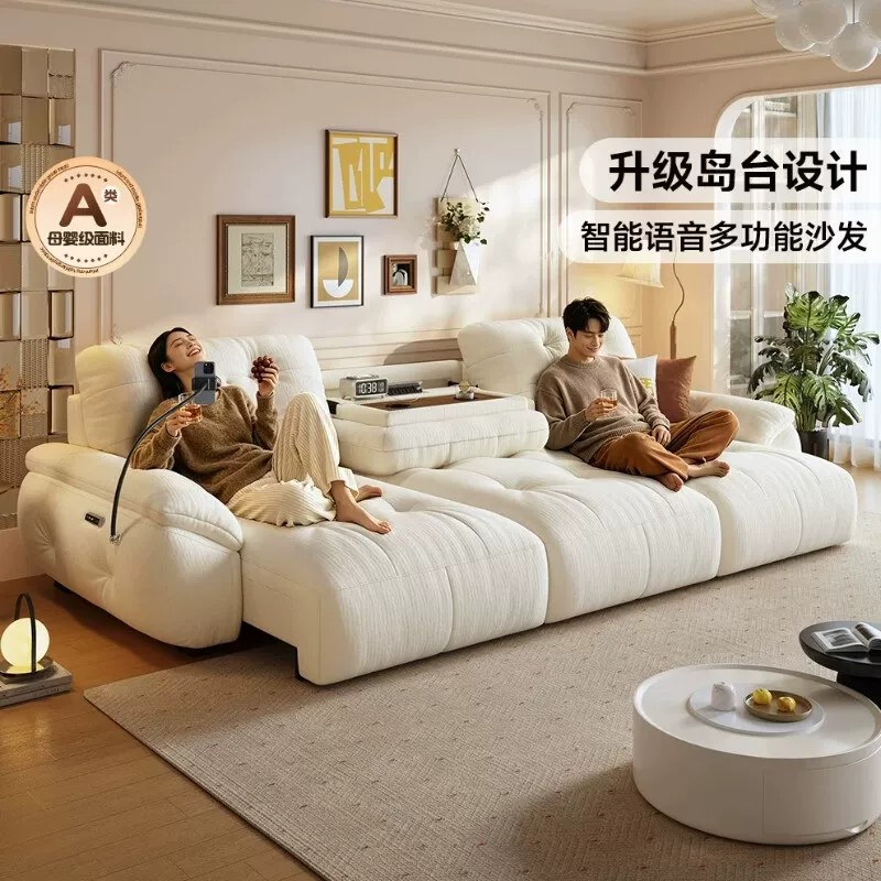 2026新款云朵布艺沙发客厅奶油风雪尼尔太空云沙发电动多功能沙发