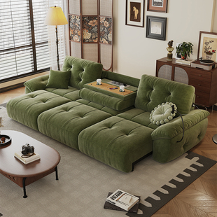 法式 复古太空云朵功能电动沙发客厅小户型奶油风沙发床中古风