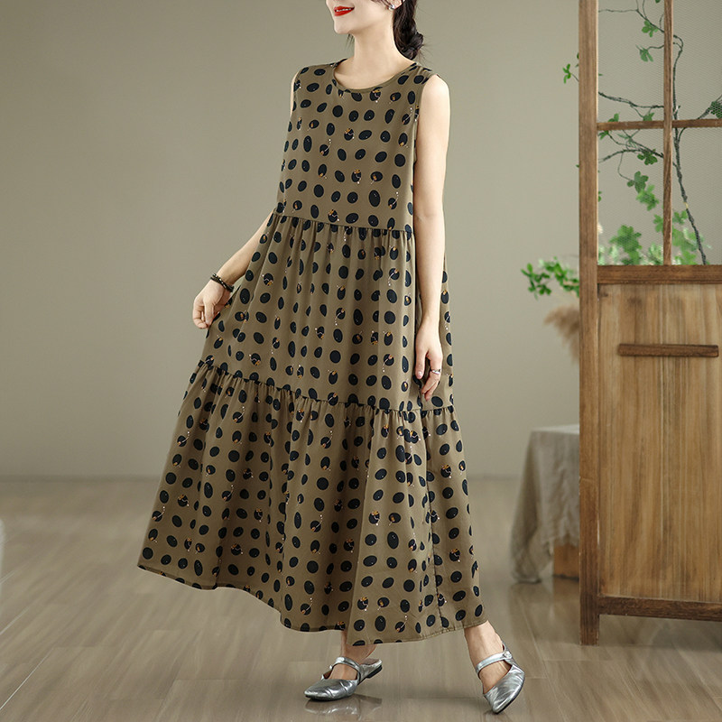 2026新款胖MM大码无袖背心式长款连衣裙