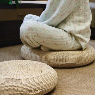 日式圆形蒲团坐垫榻榻米地垫家用客厅阳台懒人坐墩地上榻榻米垫子