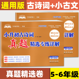 2024版 助考金卷小升初小古文真题精选专练详解 小升初古诗词真题精选专练详解 五六年级适用 试卷测试卷 长春出版社