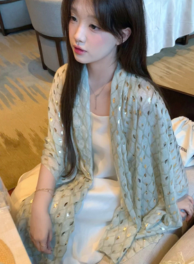 烫金文竹夏季海边防晒披肩