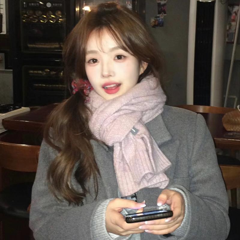 吴皮皮 新款麻花围巾女冬韩系季氛围感加厚针织学生围脖