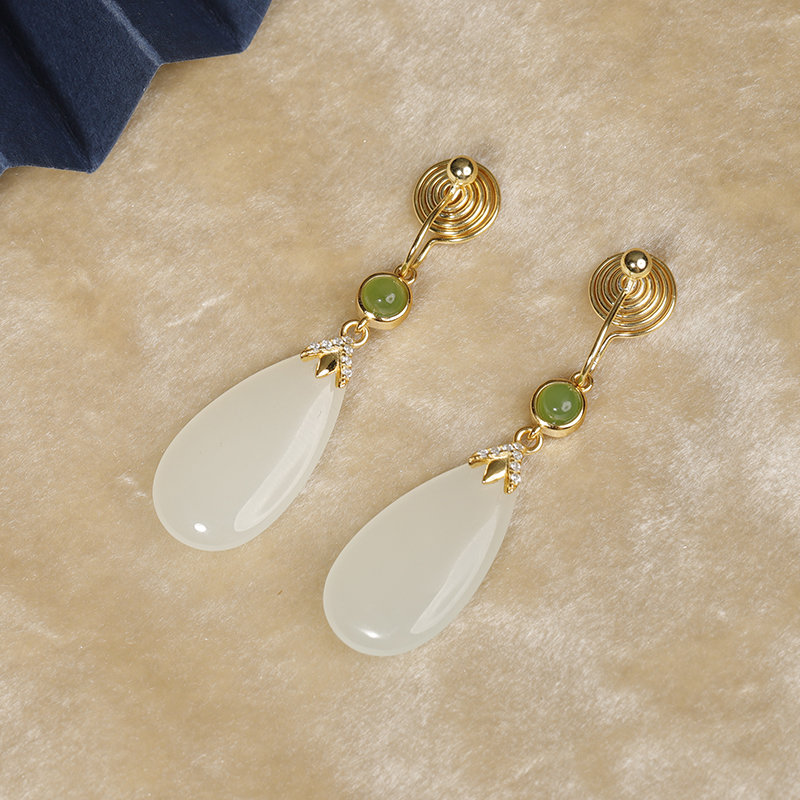 承悦玉质很好长款显瘦水滴耳