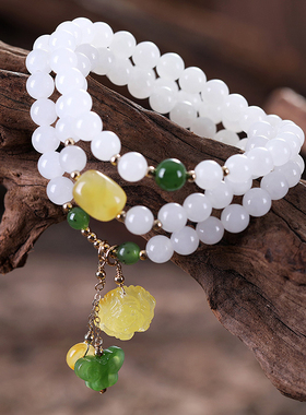 承悦品质很好白玉手串蝴蝶蜜蜡