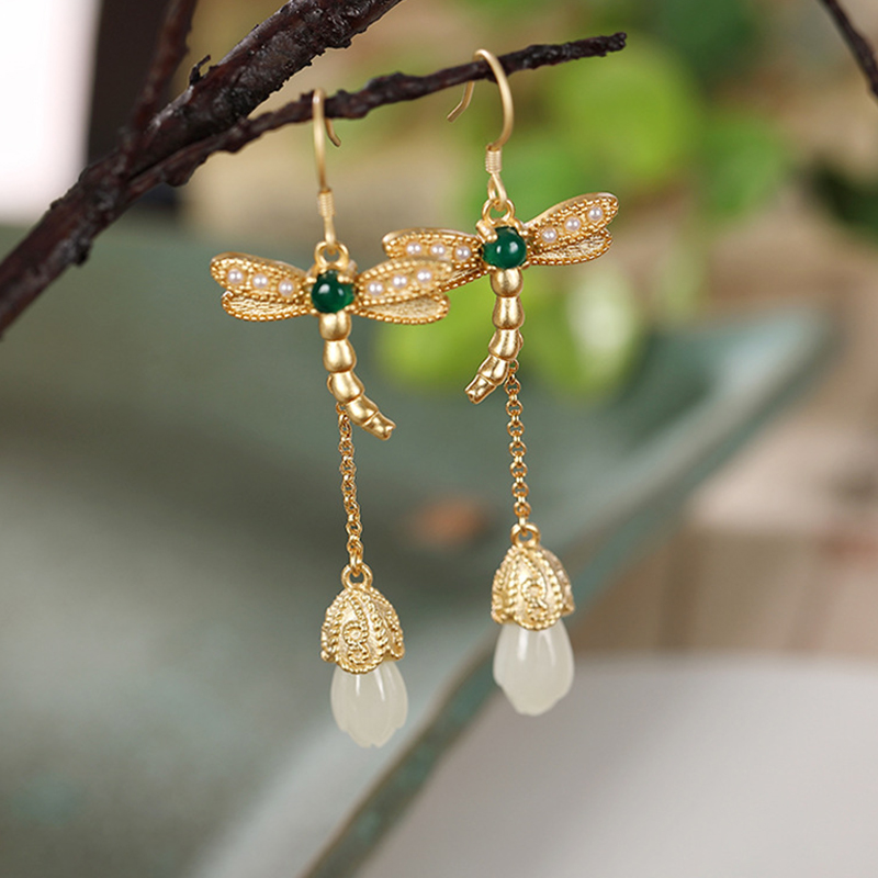 搭配裙子很好看纯银无痛金色耳环