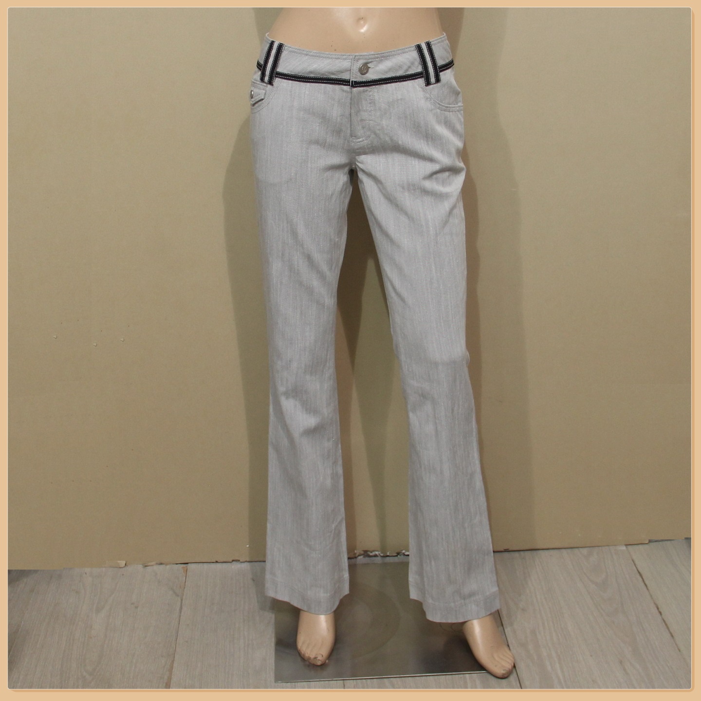 品牌样衣女装迪妮灰色长裤春秋初夏季微喇中低腰休闲超值特惠