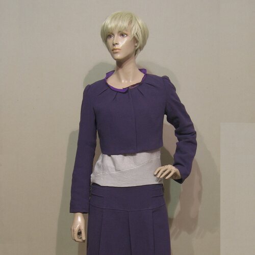 公司样衣女装紫色羊毛短外套春秋季低价销售