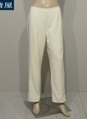 依兰ELANIE女装香槟色羊毛混纺高腰九分裤冬季厚款加大码高档手工