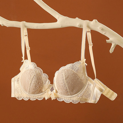 Lilymoda内衣女薄款小胸聚拢夏季性感纯欲防下垂收副乳法式文胸