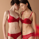 莉莉摩达红色蕾丝内衣套装 法式 小胸聚拢本命年女结婚新娘胸大显小