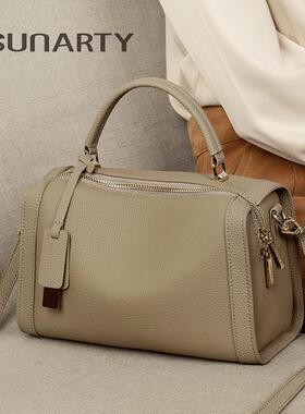 真皮包包女款2026年新款手提包波士顿枕头包女小众高级感斜挎包女