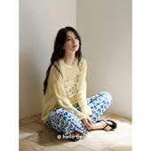 圆领家居服柔软莫代尔棉套装 贝妍宽松慵懒风女士睡衣春秋新款 长袖