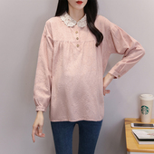 春秋新款 长袖 宽松上衣纯棉哺乳韩版 孕妇衬衫 通勤大码 宽松打底衬衣