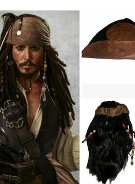 新款 加勒比4杰克船长Cosplay假发帽子胡子服饰TPRPCO