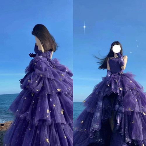 十二月暖暖同款星之海Cos晚礼服成人礼生日公主裙 Lolita拖尾礼服