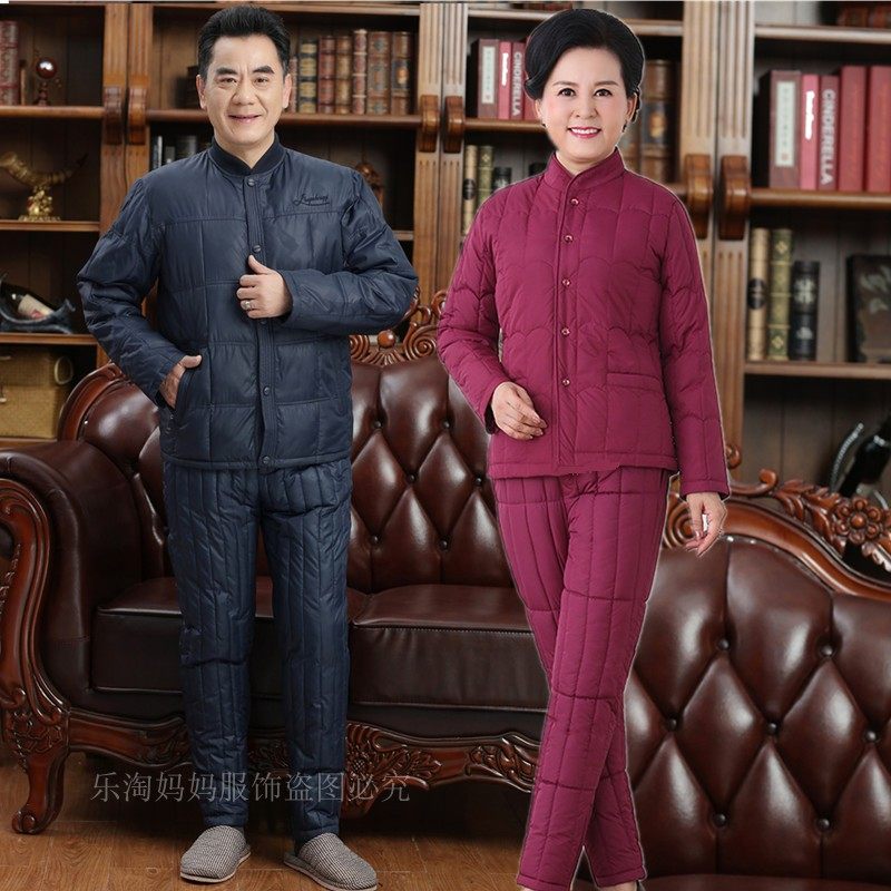 新款中老年人羽绒棉女套装大码加厚棉衣棉裤保暖内胆爸妈棉服冬装