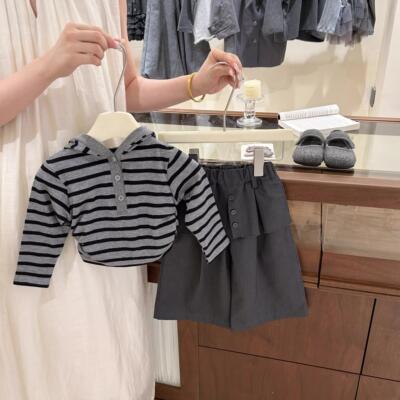 女童秋洋气套装连帽衫屁帘阔腿裤