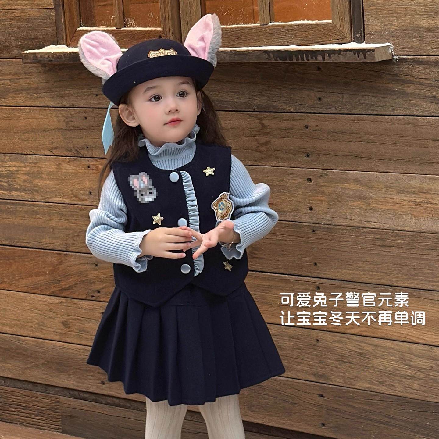 女宝宝秋冬套装2025新款兔兔卡通学院风制服三件套针织马甲百褶裙,童装/婴儿装/亲子装,套装,淘宝优惠券,粉丝福利购,淘宝优惠卷