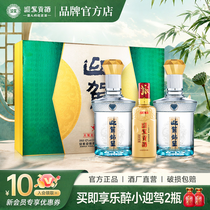 迎驾贡酒 钻星礼盒42度450mL*2+迎驾贡酒6 125ml*1纯粮浓香型白酒