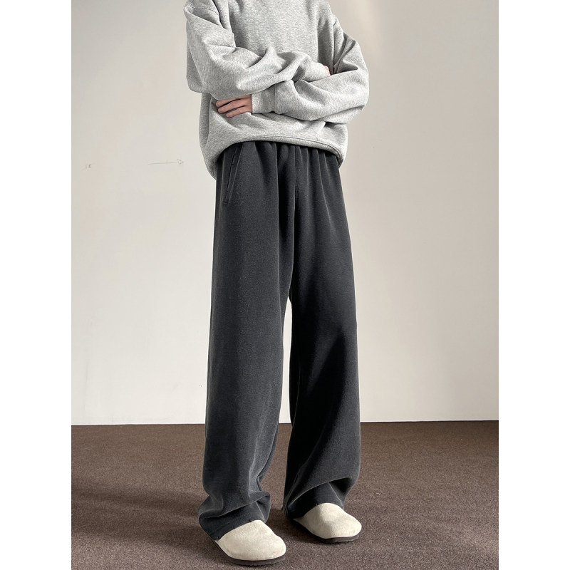 south life美巴水洗灰破坏卫裤男秋季宽松情侣百搭直筒长裤潮牌