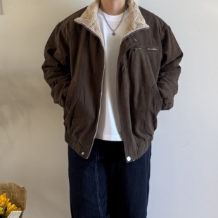 south life秋冬日系复古哈灵顿李玲短款男士棉服夹克上衣百搭保暖