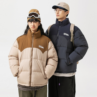 south life北慕先生冬季日系潮牌拼色宽松休闲棉服加厚外套棉衣男