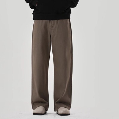 south life春秋新款简约纯色牛仔裤男美式复古美拉德休闲直筒裤