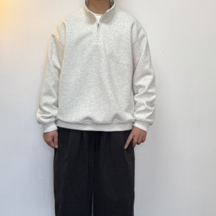 south life秋冬日系抗皱立领门禁半拉链纯色套头卫衣情侣休闲男女