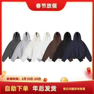 south life秋冬cleanfit灰色短款重磅连帽基础纯色男女套头卫衣潮