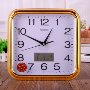 常胜12英寸日历款现代钟表简约壁挂钟时钟静音客厅装饰石英钟