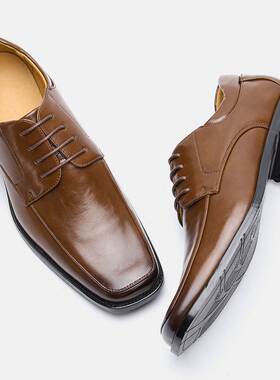 Men's square toe leather dress shoes Slip-On Business Sh