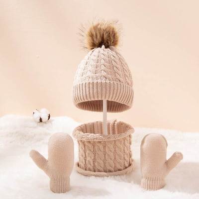 New Winter Hat Scarf Gloves Set for Kids 0-3 Years Boys Girl
