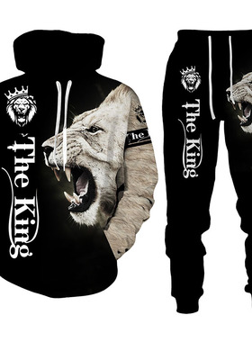 autumn Animal 3D Printed Sweatershirt Trousers Man Tracksuit