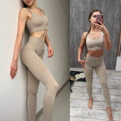 速干高弹瑜伽套装无缝健身服 Women Gym Clothes Sports Yoga Set