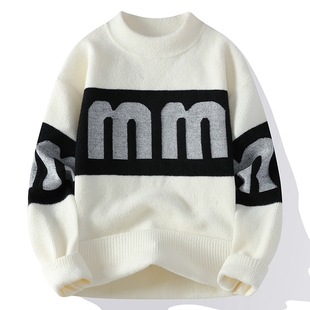 毛衣男款冬季爆款2026新款青少年潮男毛线衣圆领不起球保暖打底衫