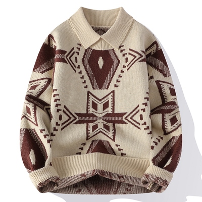 翻领毛衣男款爆款2025新款冬季有领子针织衫青少年学生帅气打底衫