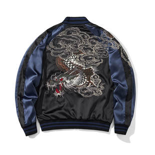 男士刺绣外套最新款2025新款痞帅高级感高档休闲夹克双面穿棒球服