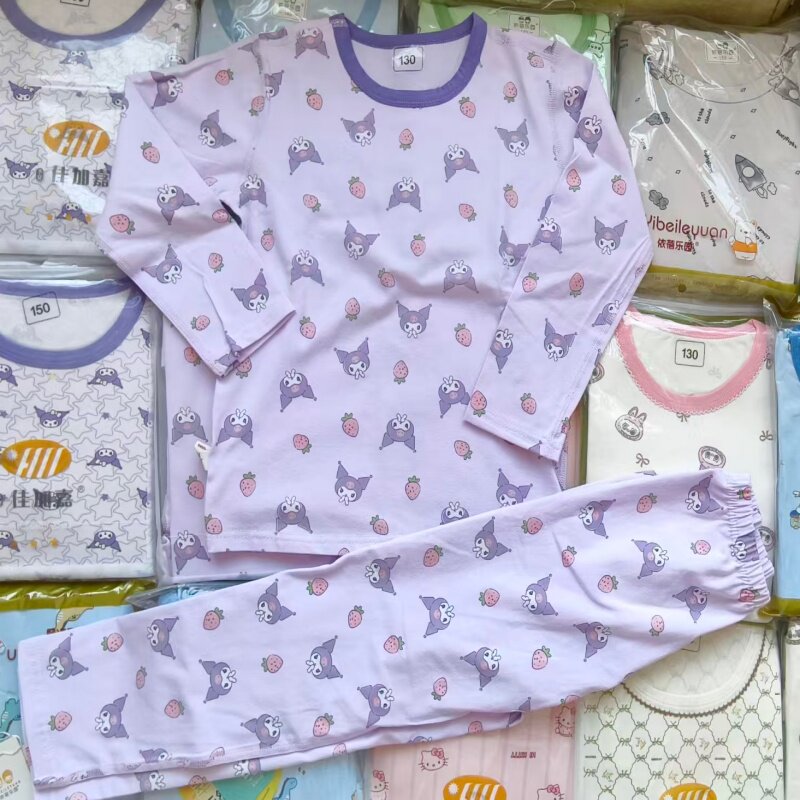 断码清儿纯棉秋衣套装男女童春秋薄款中大童秋衣秋裤睡衣