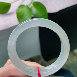 天然缅甸翡翠冰胶晴底手镯51圈口福镯