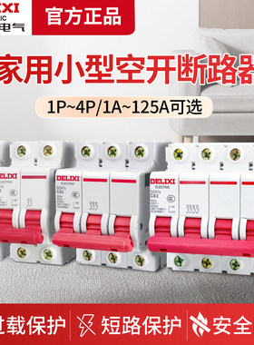 德力西 空气开关 小型断路器 DZ47S空开 1P-4P家居用 漏电保护器