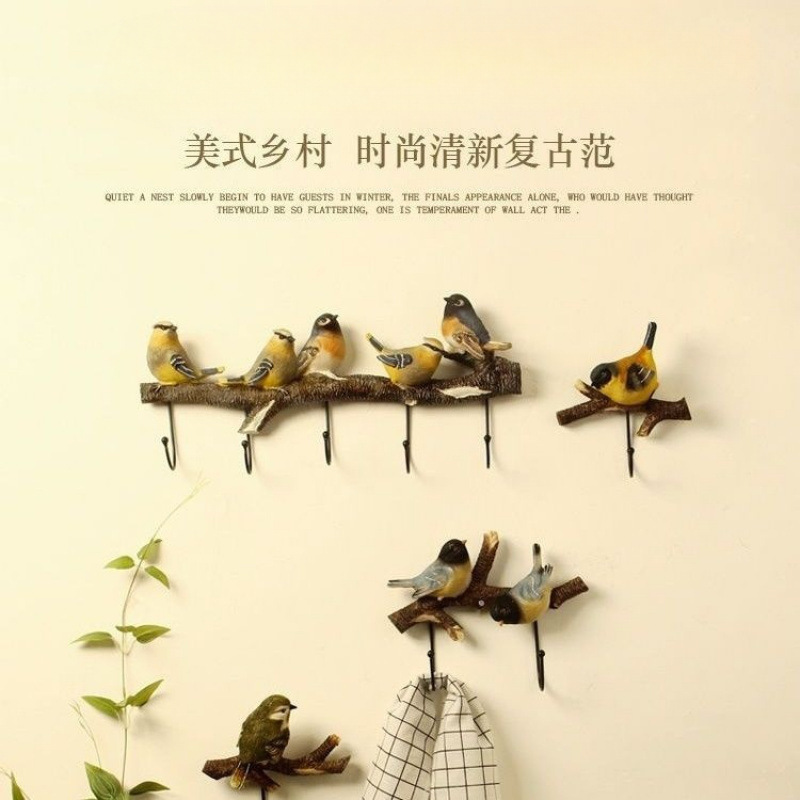 挂钩美式创意小鸟挂衣架挂衣钩墙上玄关钥匙壁挂衣帽钩门口装饰